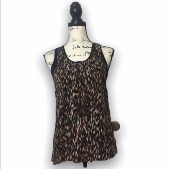 Theory Silk Racerback Tank Top Women’s Size Small Black Abstract Print Blouse - Picture 1 of 5